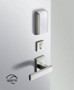 Sargent Aperio lock with white designer lever