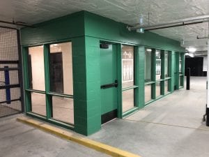 Parking vestibule doors and screens