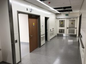 Corridor with wood and hollow metal doors