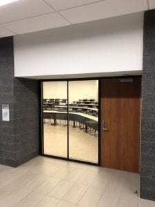 Classroom door in custom sidelight frame