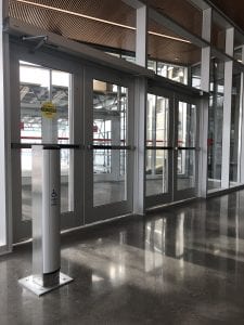 Aluminum vestibule doors with auto operators